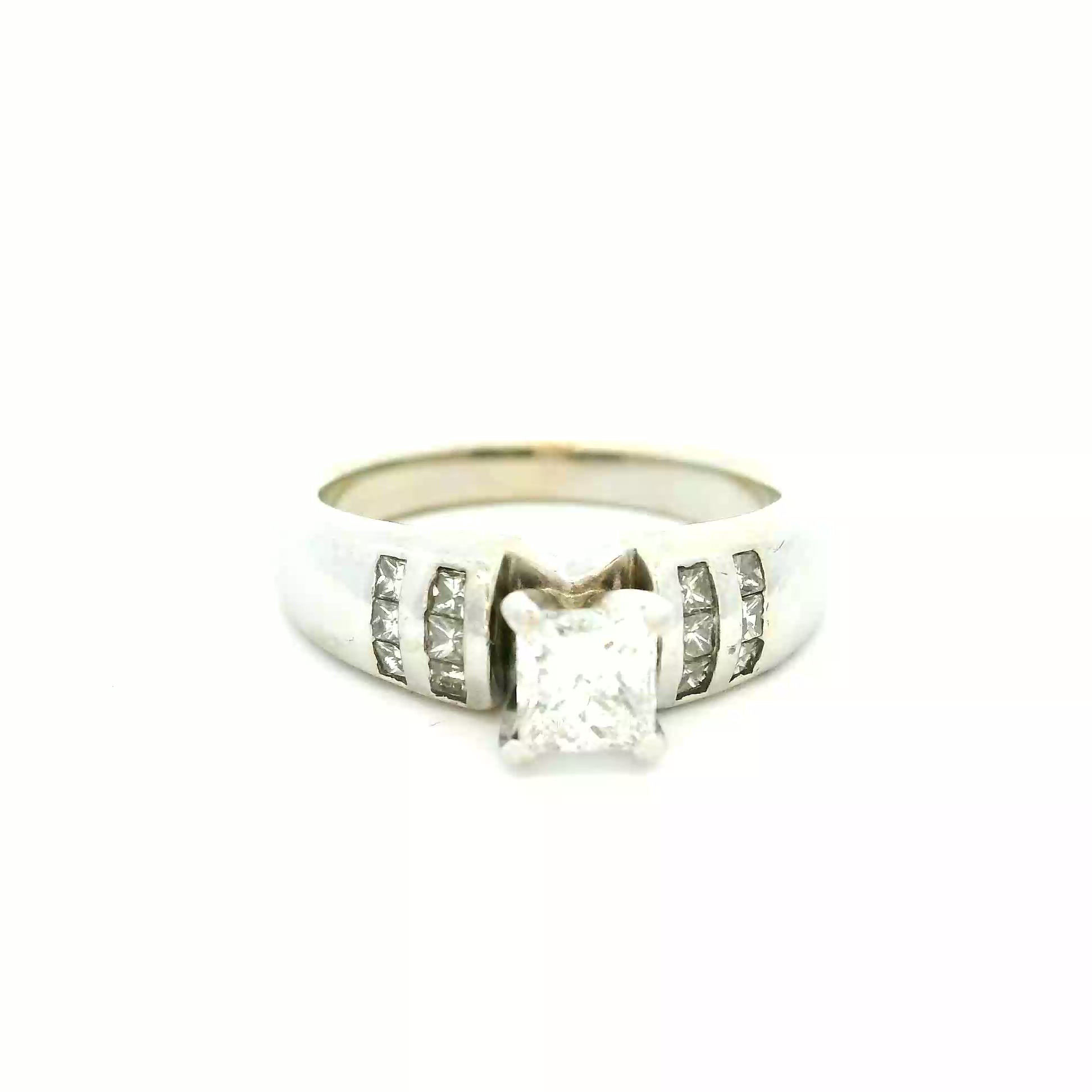 White Gold Princess Cut Diamond Channel Set Engagement Ring
