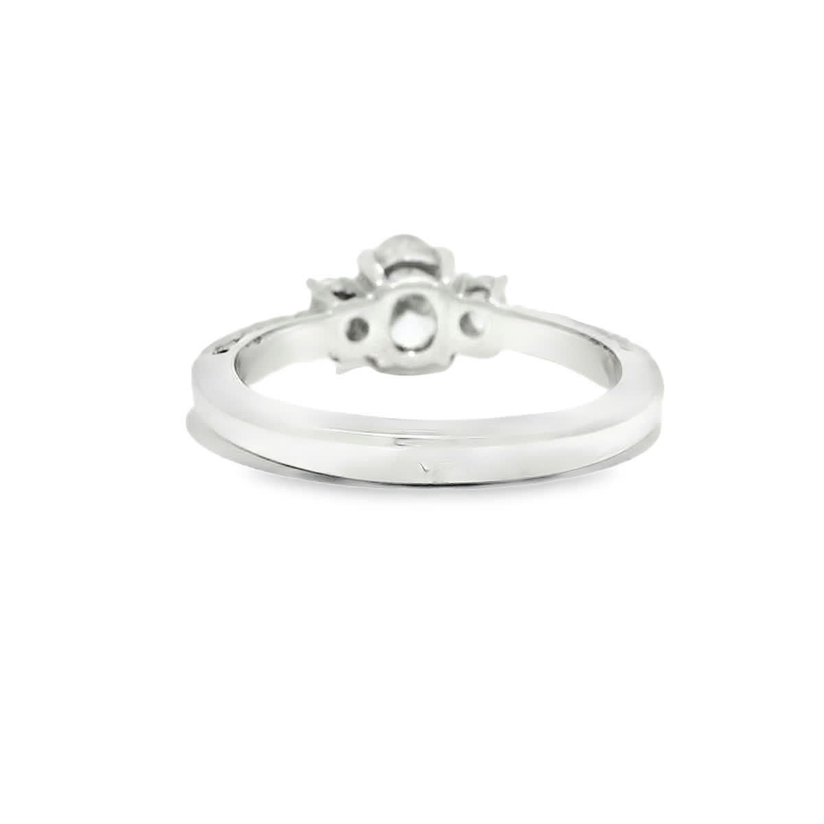 Oval Brilliant Light Yellow Diamond Three-Stone Ring with Engraved White Gold