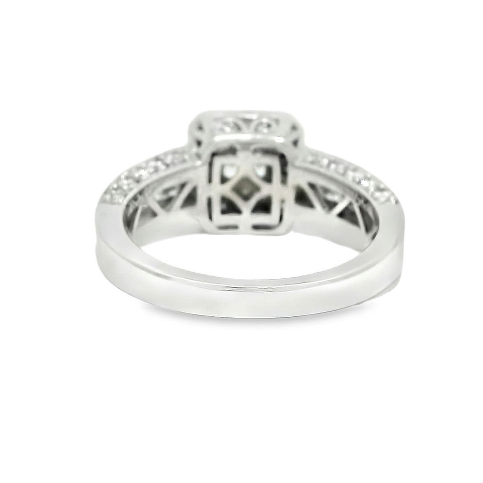 Thumbnail: Princess Cut Diamond Halo Engagement Ring in White Gold with Multi-Row Diamond