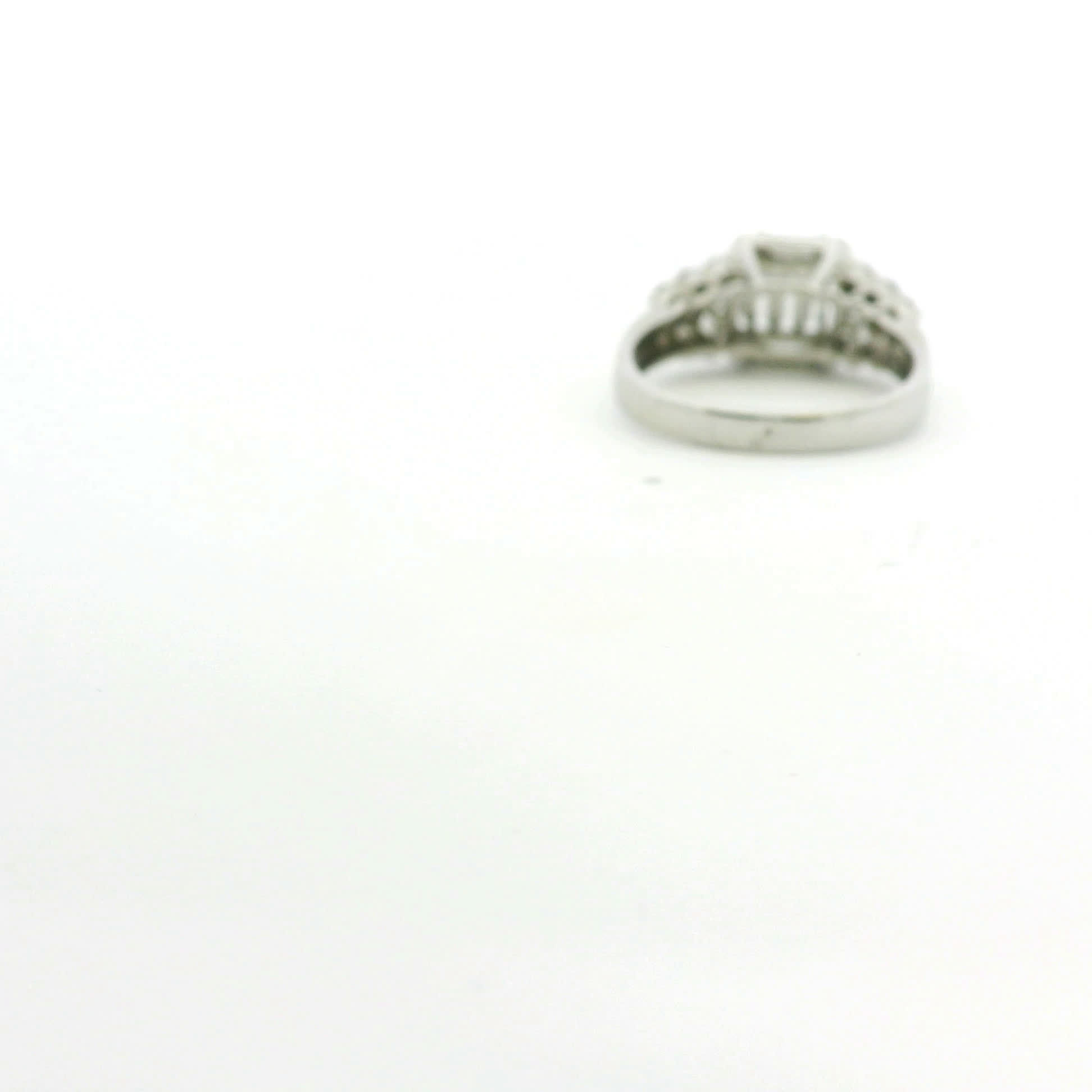 Emerald and Round Brilliant-Cut Diamond Mosaic Cocktail Ring in White Gold