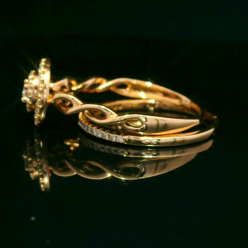Thumbnail: Double Halo Diamond Rose Gold Twisted Bridal Set