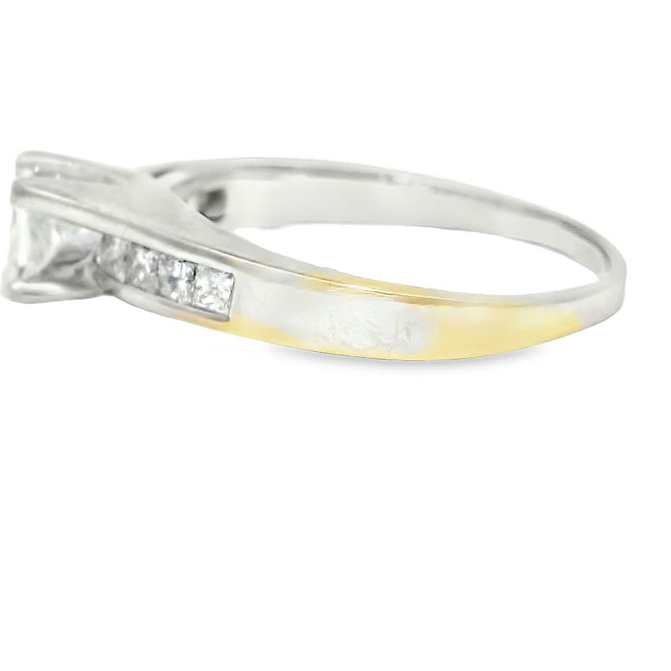 Thumbnail: Princess-Cut Diamond Bypass Engagement Ring in White Gold