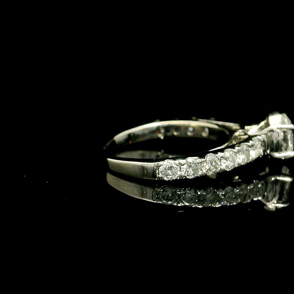 Thumbnail: Oval Brilliant Cut Diamond Solitaire Ring in White Gold with Diamond Accented