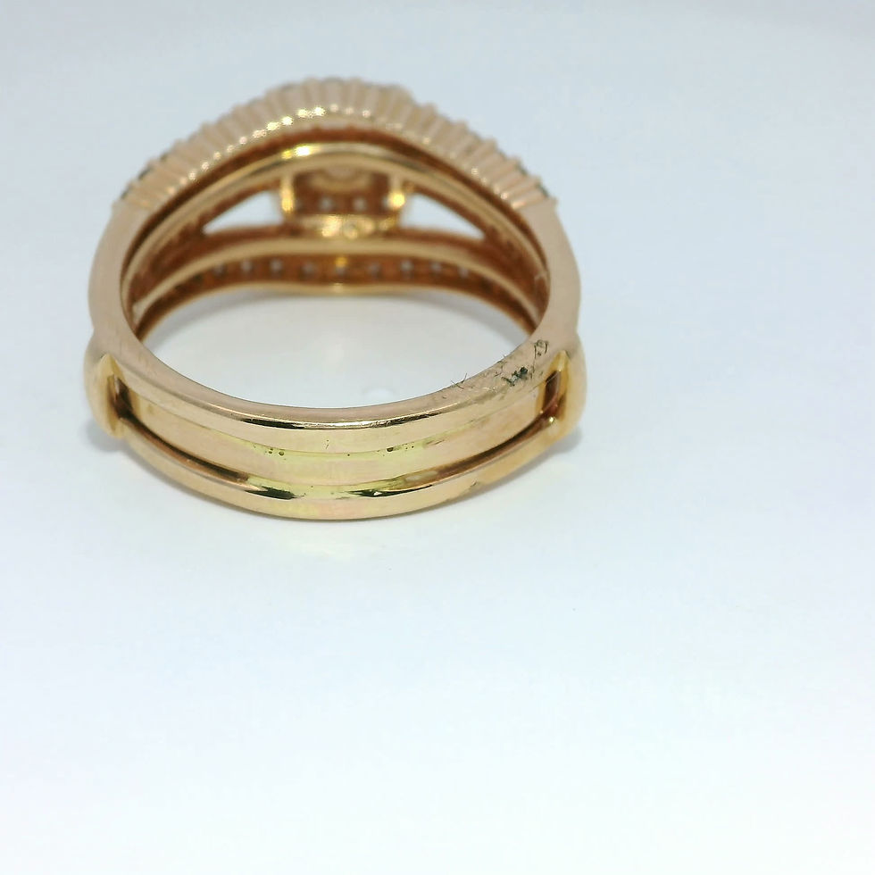 Thumbnail: Rose Gold Round Brilliant Diamond Halo Engagement Ring with Pavé Guard Set
