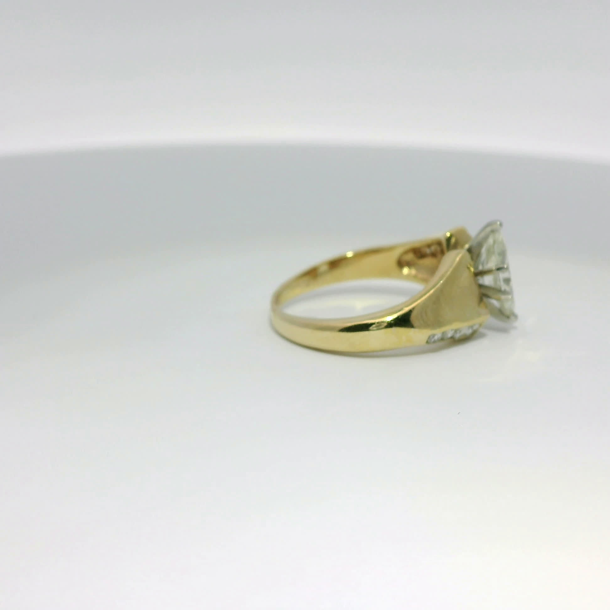 Marquise Brilliant Diamond Engagement Ring in Yellow Gold with Channel-Set