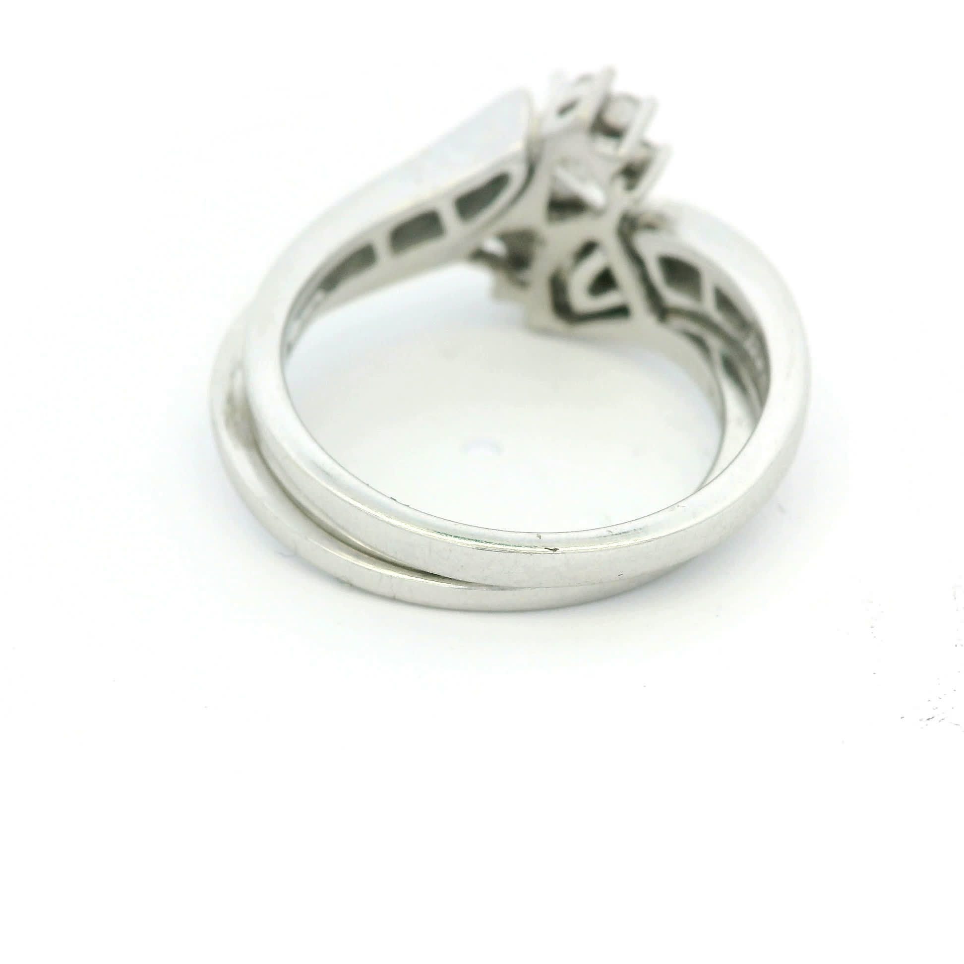 Marquise and Baguette Diamond Bypass Bridal Set in White Gold