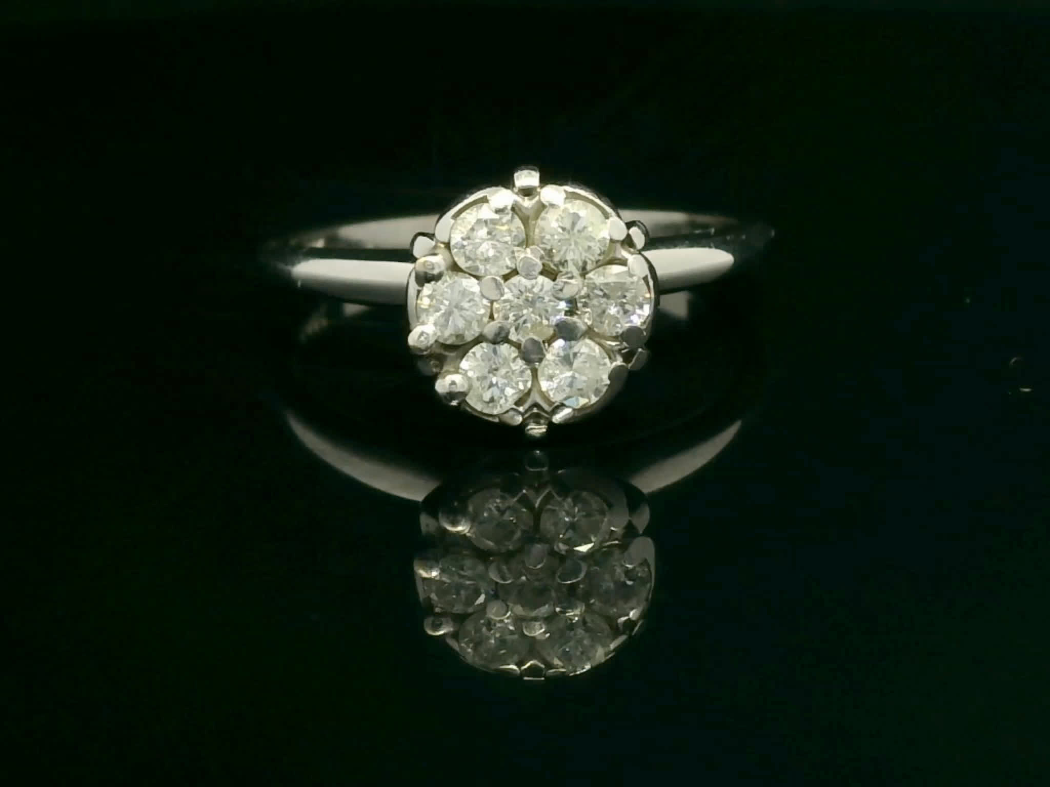 White Gold Floral Diamond Cluster Ring