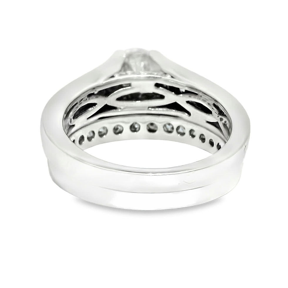 Thumbnail: Round Brilliant Diamond Cathedral Wedding Set in White Gold