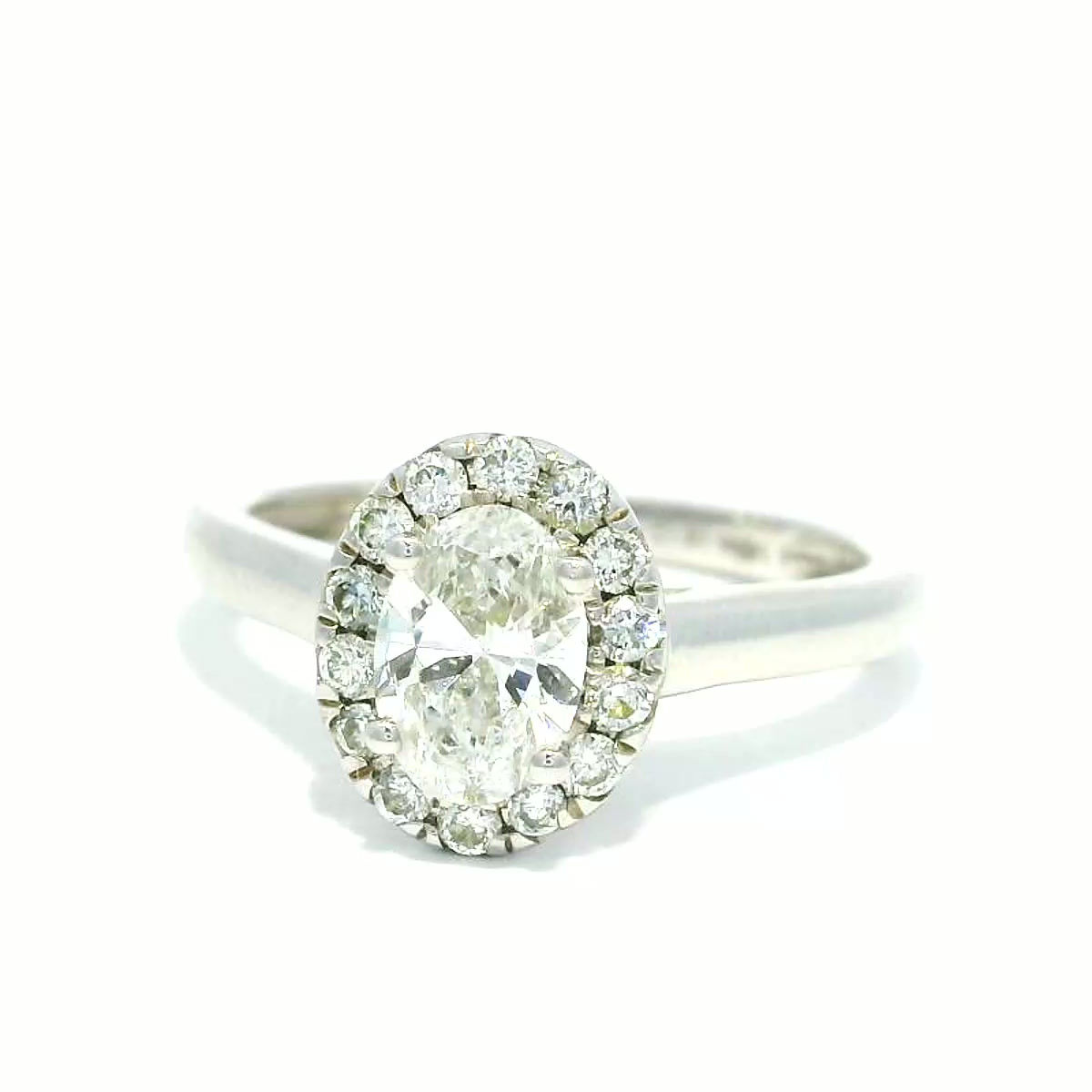 Oval Brilliant-Cut Diamond Halo Engagement Ring in White Gold