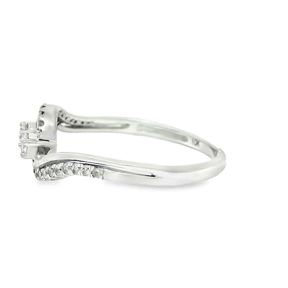 Thumbnail: Round Brilliant Diamond Bypass Ring in White Gold