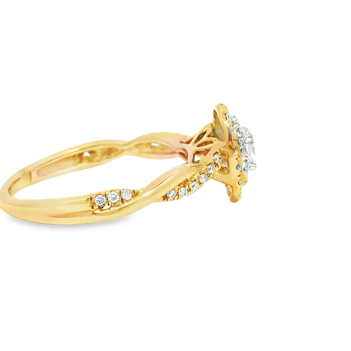 Oval Brilliant Cut Diamond Double Halo Twist Engagement Ring in Rose Gold