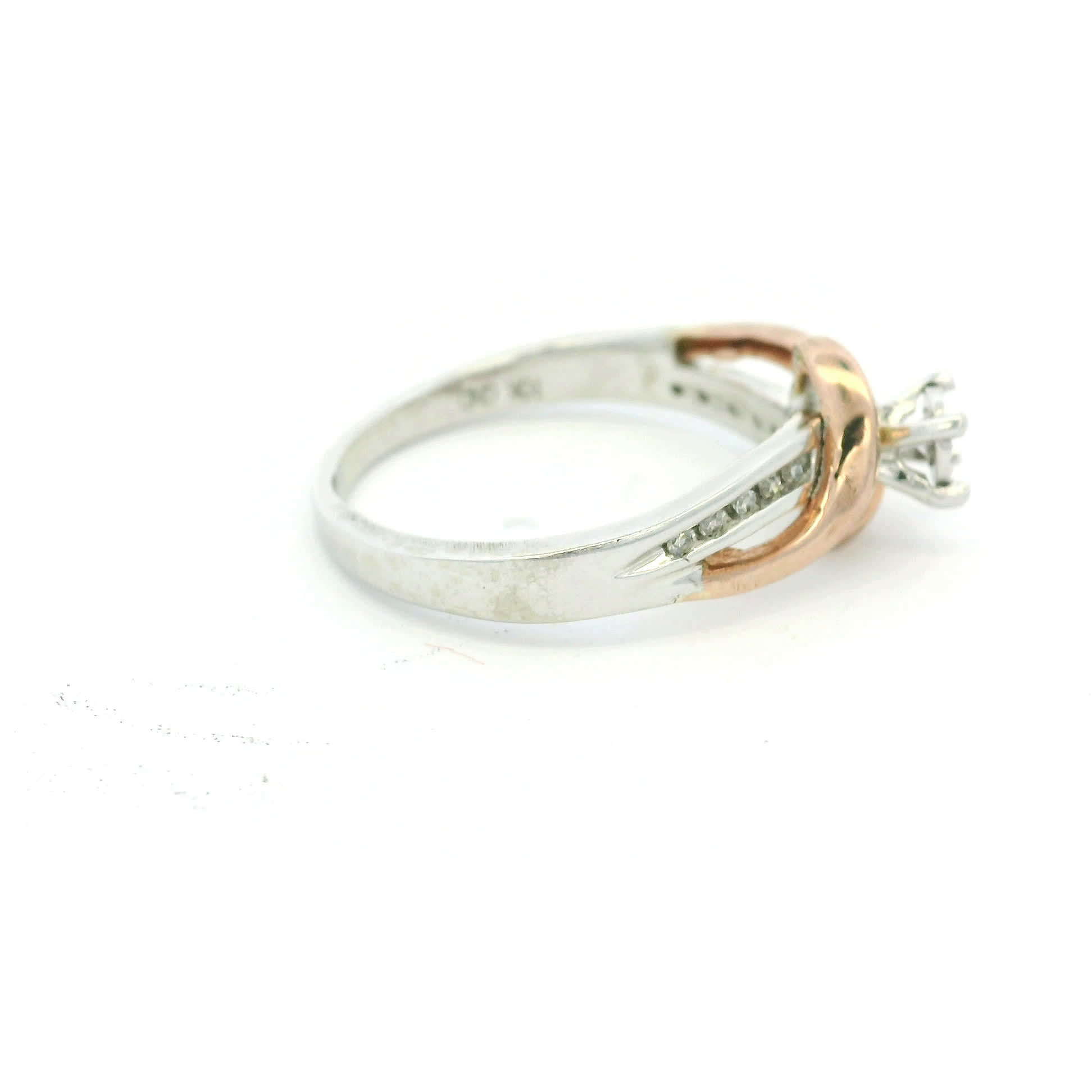 Round Brilliant Diamond Two-Tone Bypass Engagement Ring