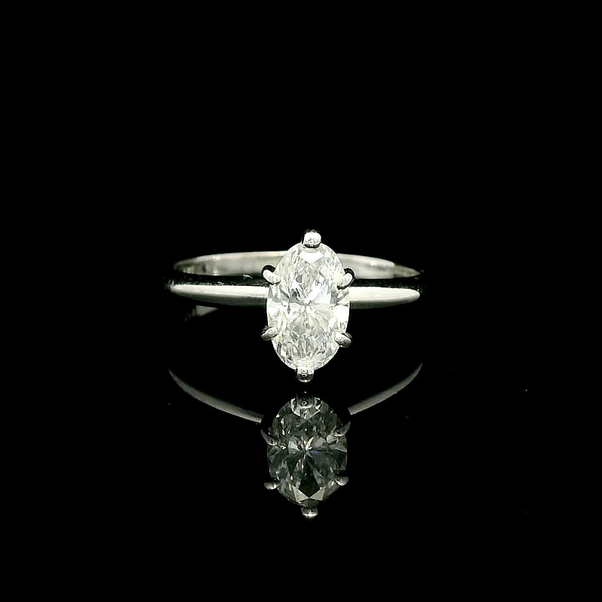 Classic Oval Brilliant Diamond Solitaire Ring in White Gold