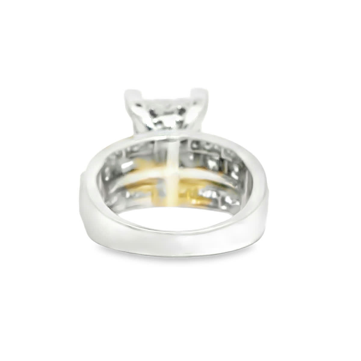 Baguette and Round Brilliant Diamond Cluster Statement Ring in White Gold