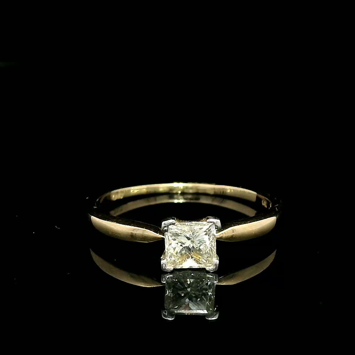 Princess-Cut Diamond Solitaire Ring in Two-Tone Yellow and White Gold