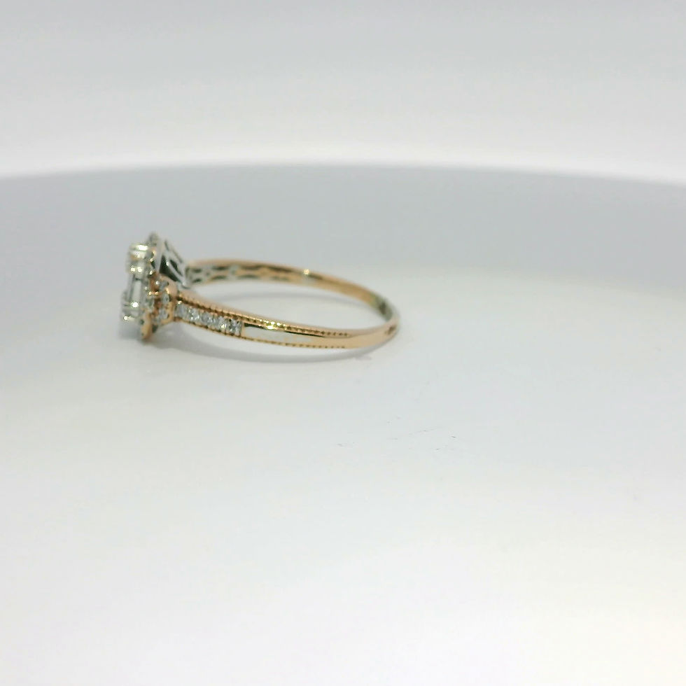 Thumbnail: Emerald-Cut Diamond Composite Halo Ring in Rose Gold