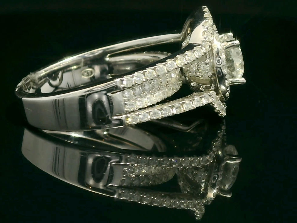 Thumbnail: Round Brilliant-Cut Diamond Double Halo Ring in White Gold Triple-Shank Setting