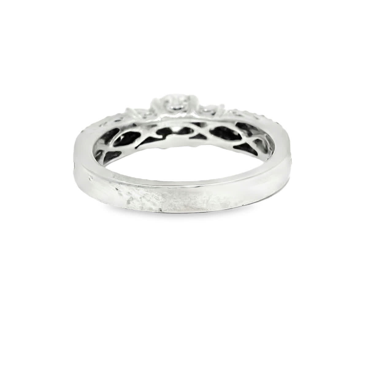 Round Brilliant-Cut Three-Stone Diamond Engagement Ring in 14k White Gold