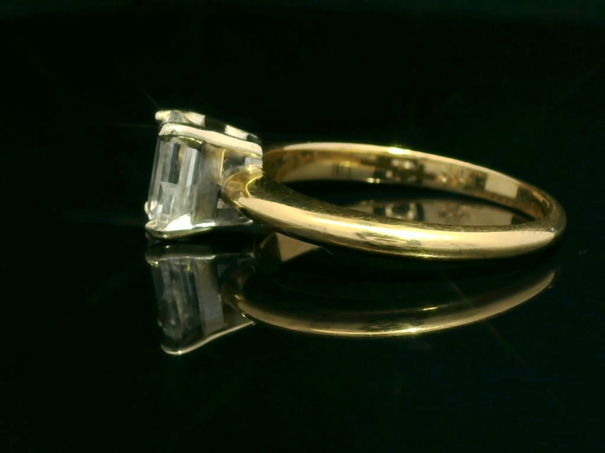 Emerald-Cut Diamond Solitaire Ring in Polished Yellow Gold