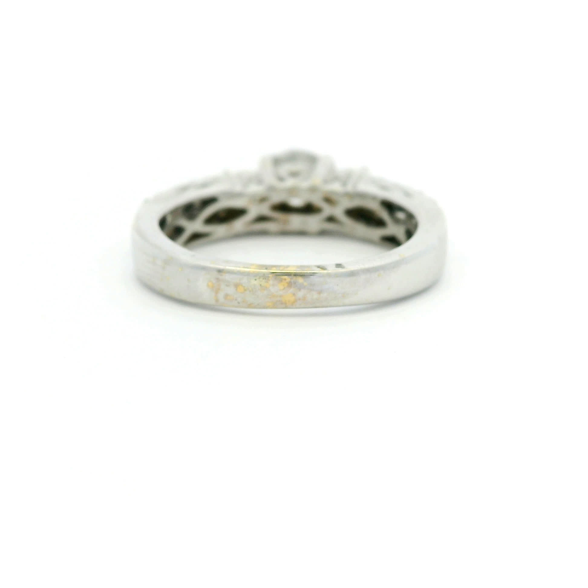 Round Brilliant Three-Stone Diamond Accent Ring in White Gold