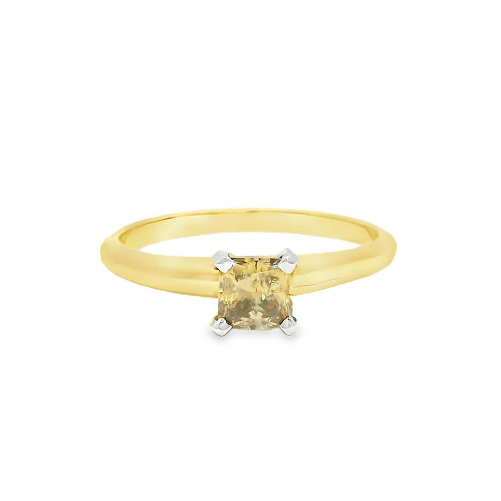 Thumbnail: Fancy Brown Cushion Cut Diamond Solitaire Ring in Yellow Gold