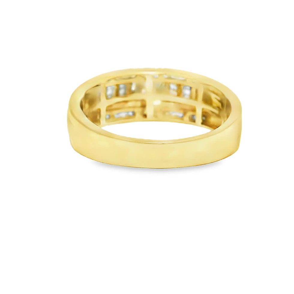 Thumbnail: Yellow Gold Princess and Baguette Cut Multi-Stone Diamond Ring