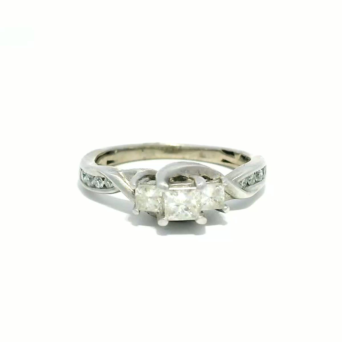 Princess-Cut Three-Stone Diamond Engagement Ring in White Gold