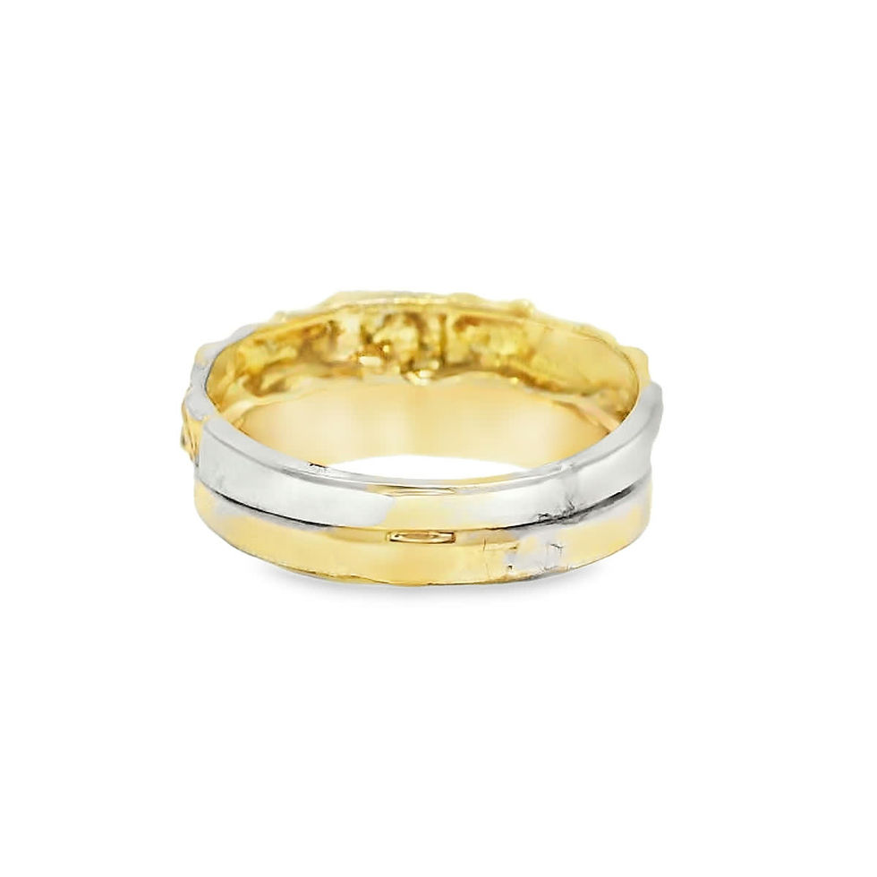 Thumbnail: Nugget Textured Yellow Gold Diamond Wedding Set