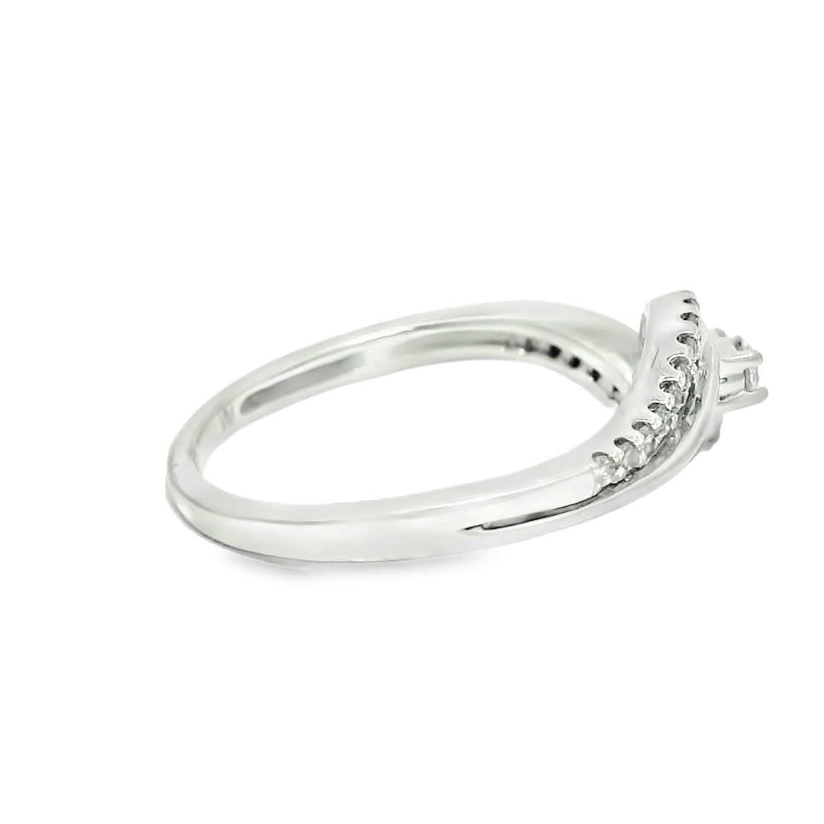 Round Brilliant Diamond Bypass Ring in White Gold