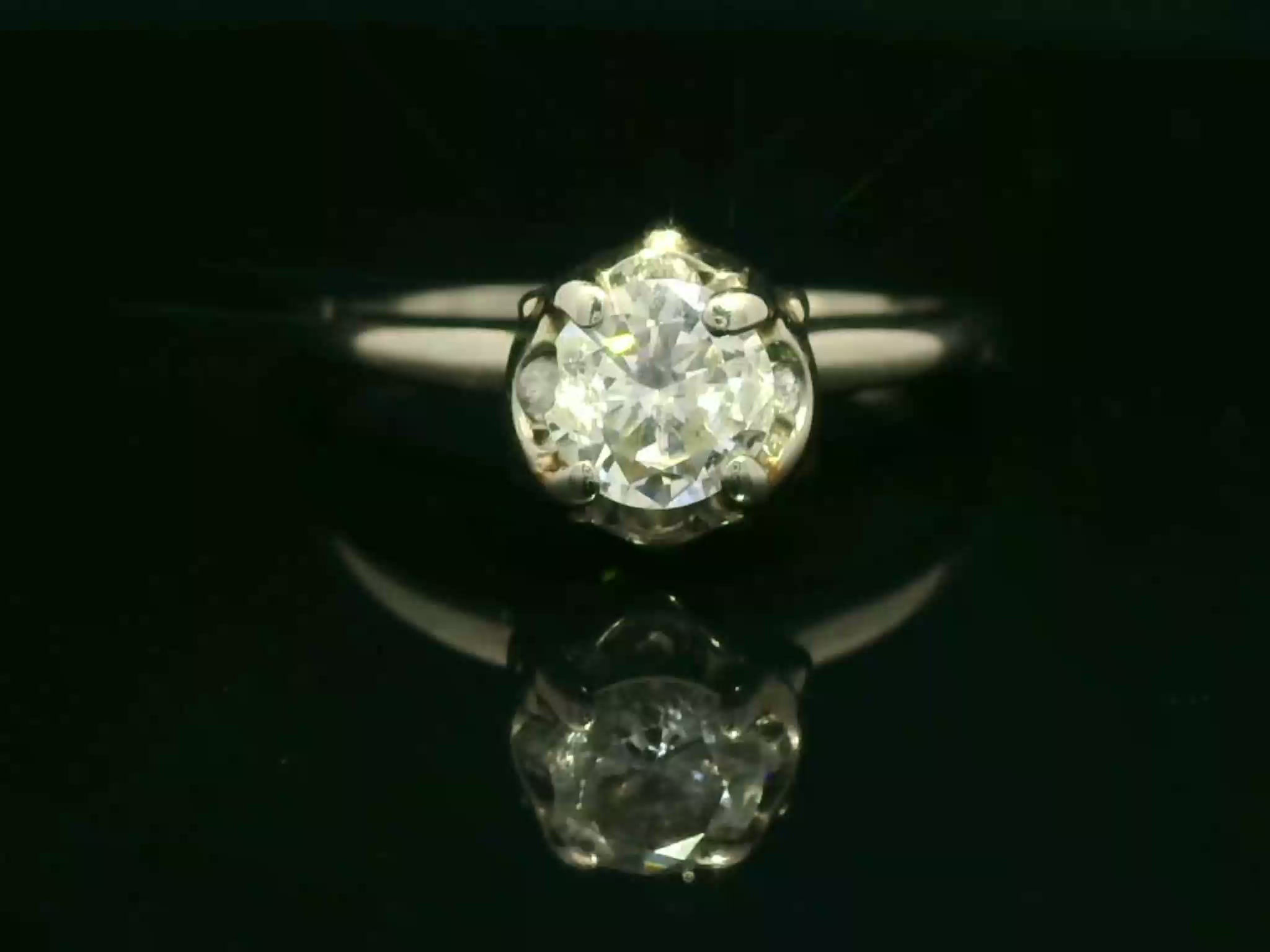 Round Brilliant Cut Diamond Solitaire Ring in White Gold