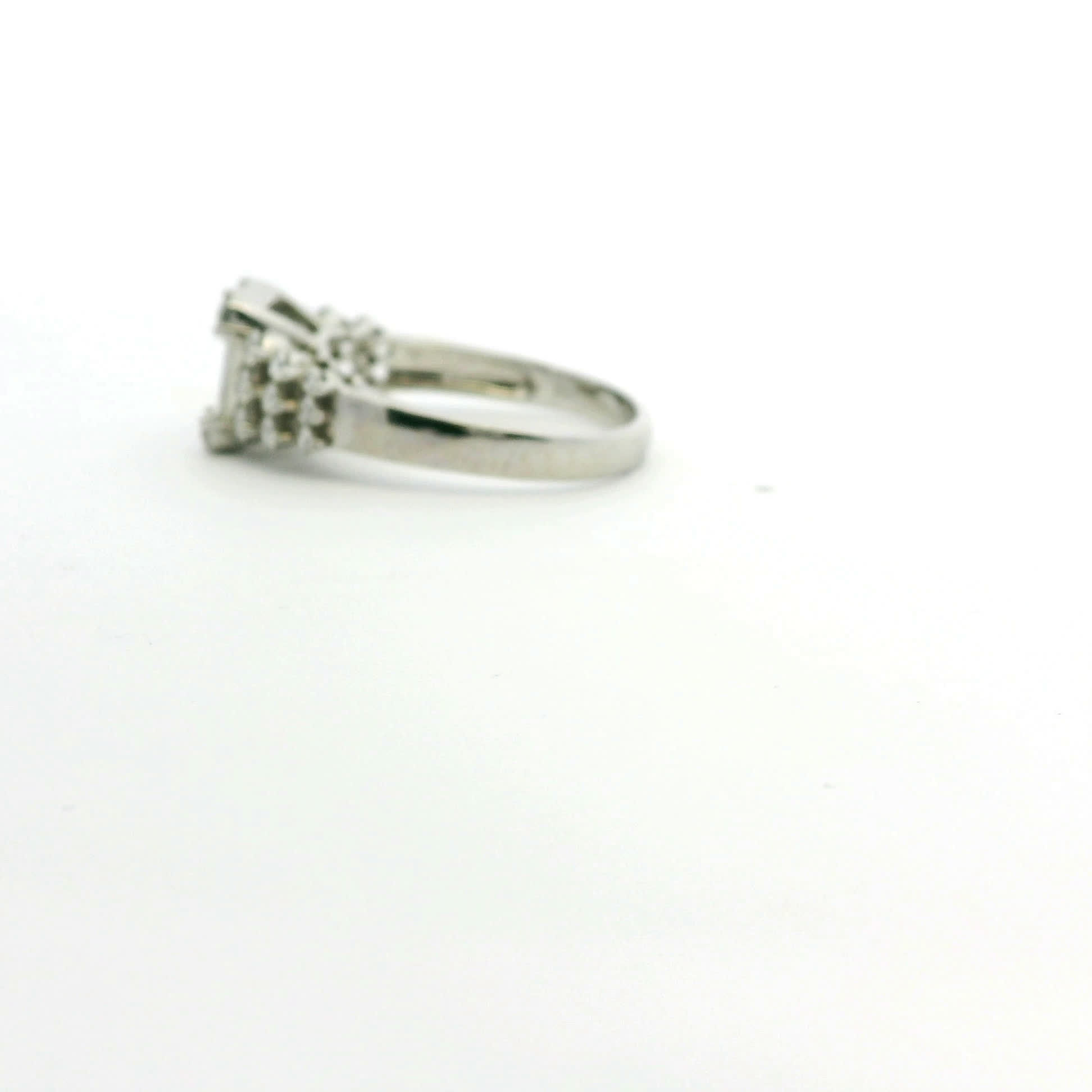 Emerald and Round Brilliant-Cut Diamond Mosaic Cocktail Ring in White Gold