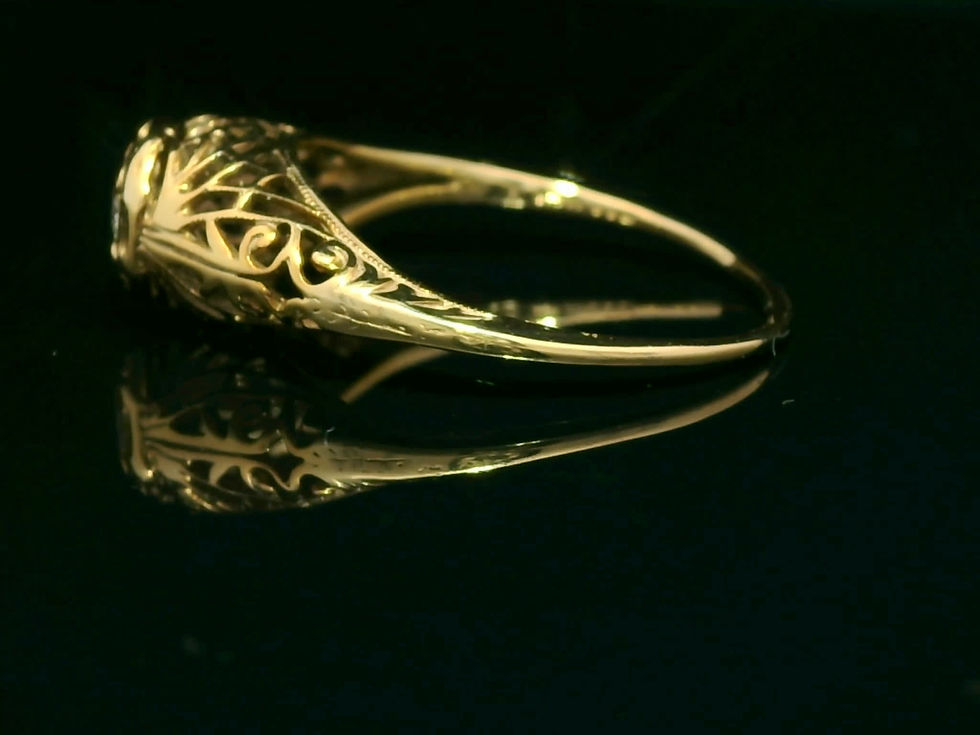 Thumbnail: Vintage Yellow Gold Filigree Round Brilliant Diamond Solitaire Ring