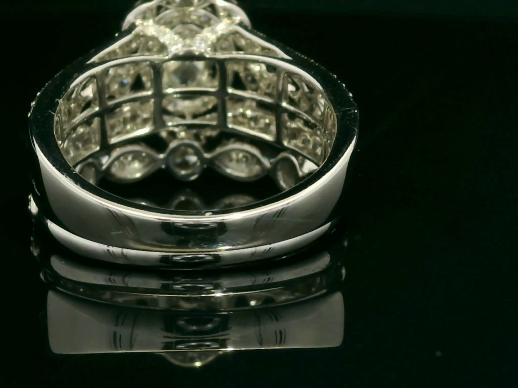 Oval Brilliant Diamond Multi-Stone Halo Filigree Ring in White Gold