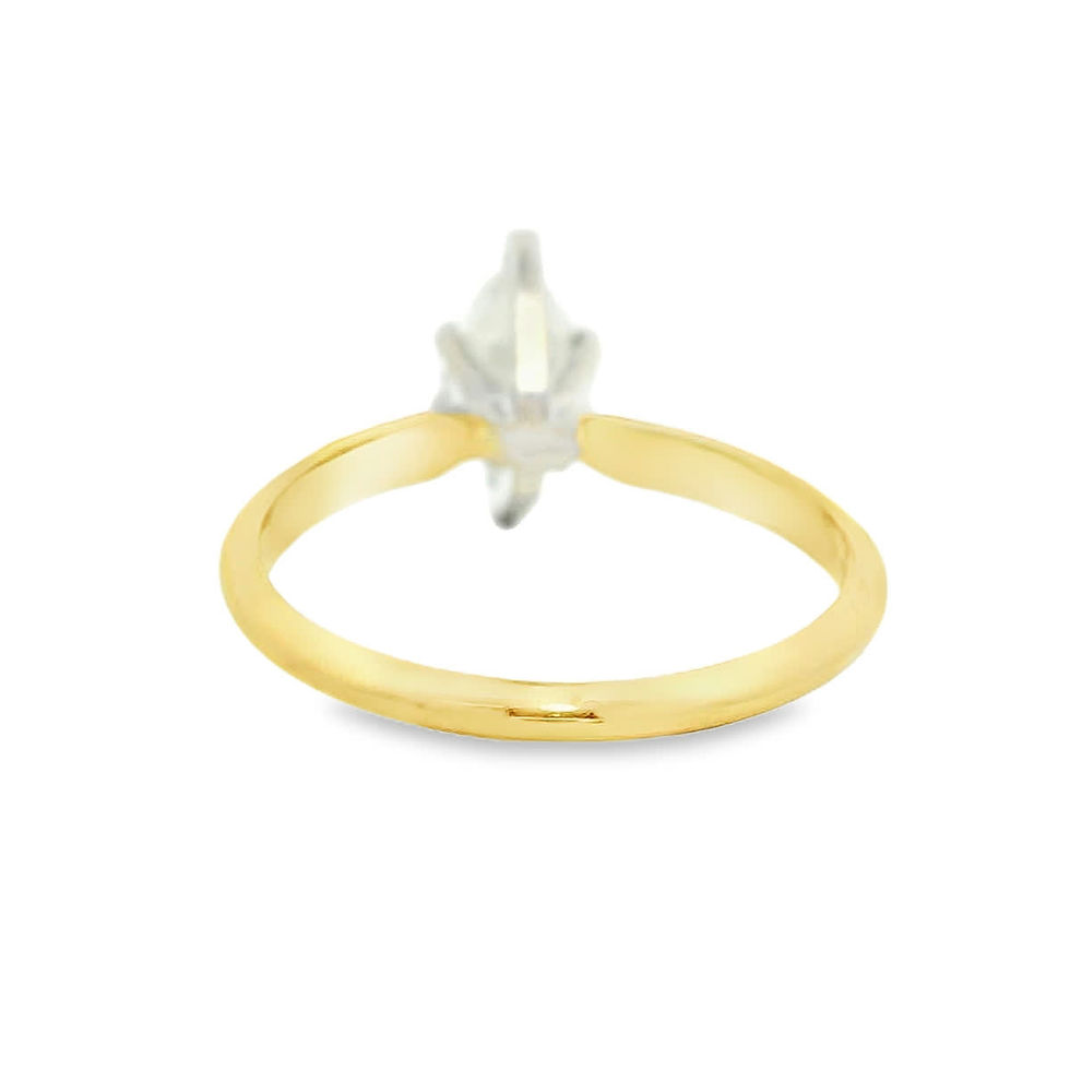 Thumbnail: Marquise Brilliant Cut Diamond Solitaire Ring in Two-Tone Yellow and White Gold