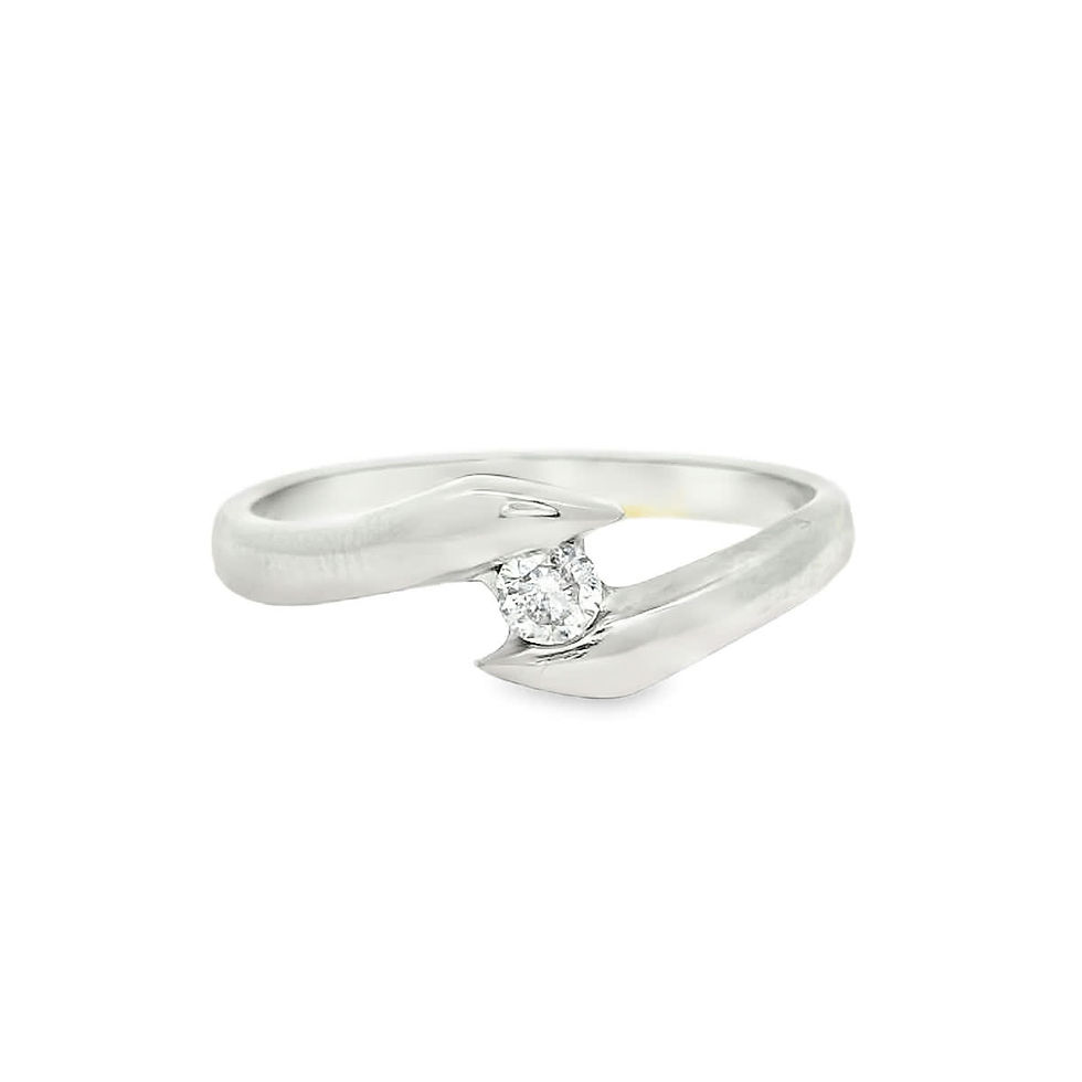 Thumbnail: Round Brilliant Diamond Bypass Solitaire Ring in White Gold