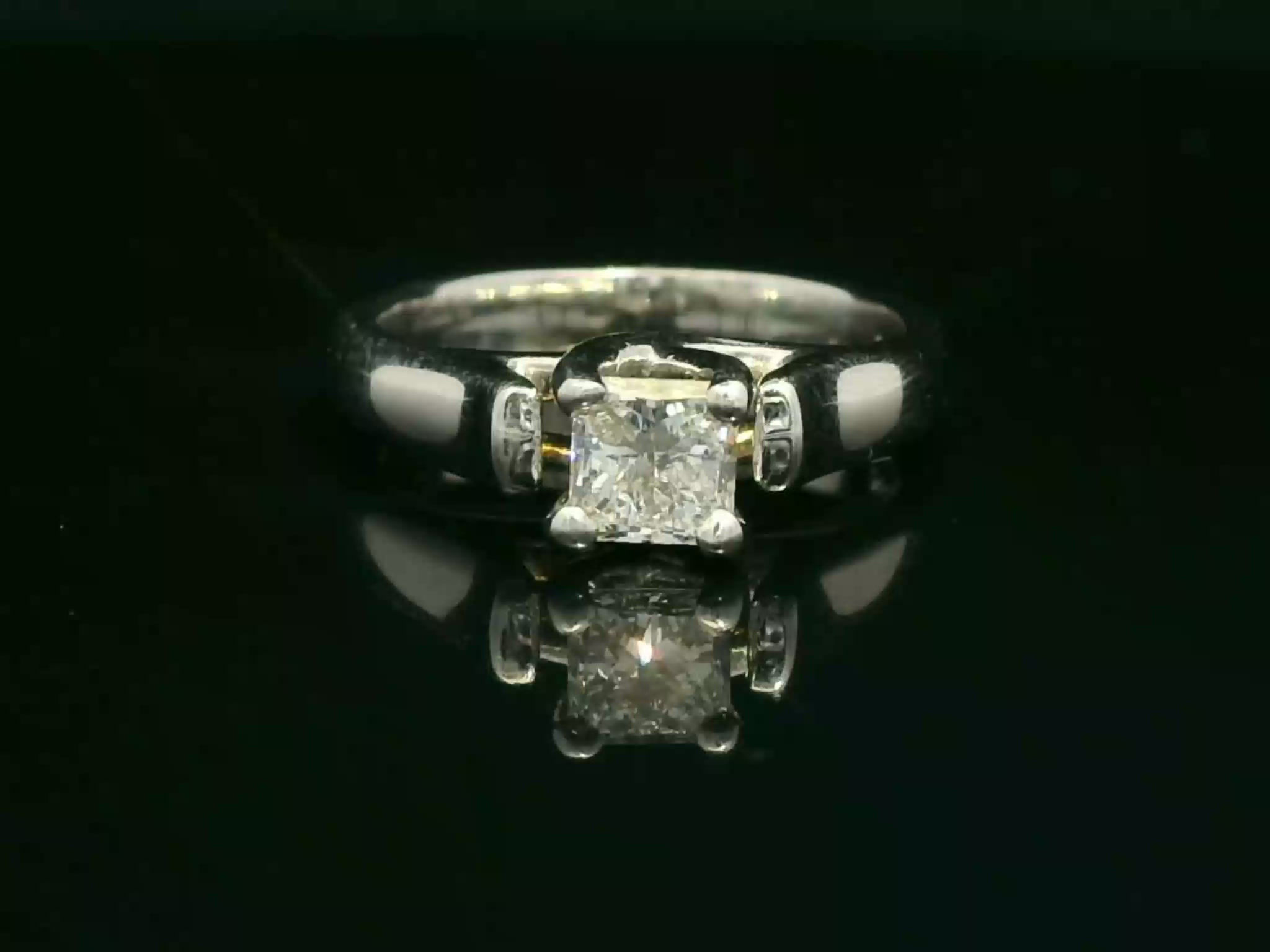 Princess-Cut Diamond Solitaire Ring in Polished White Gold
