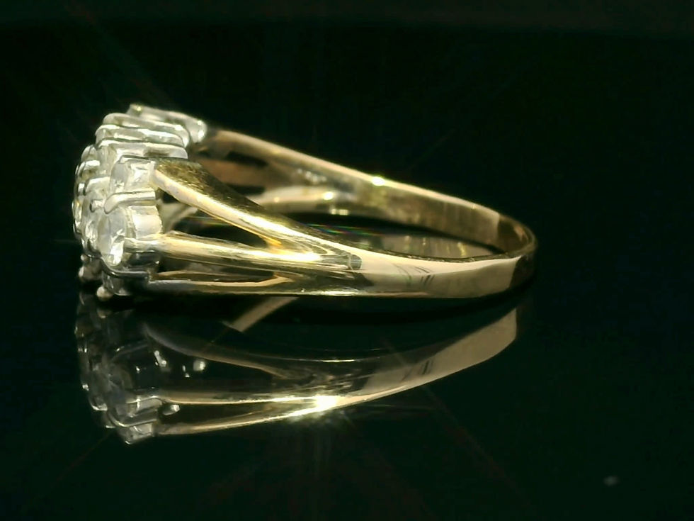 Thumbnail: Round Brilliant Cut Diamond Multi-Row Tiered Cluster Ring in Yellow Gold