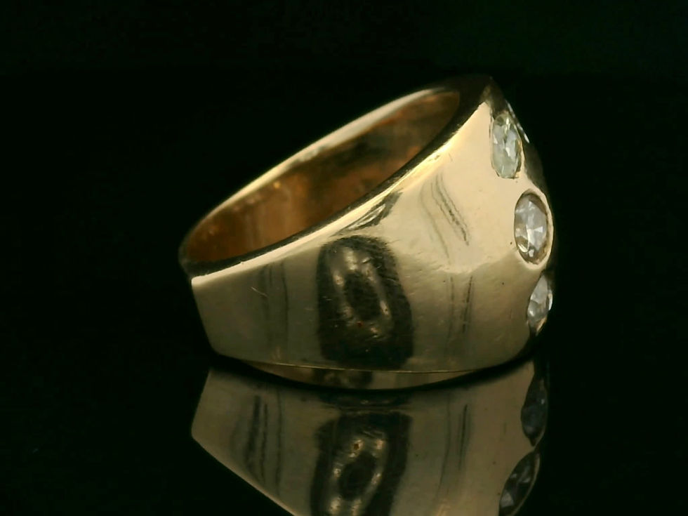 Thumbnail: Multi-Shape Diamond Yellow Gold Signet Ring