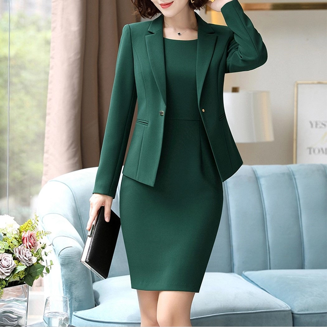 Elegant One Button Jacket & Sheath Dress