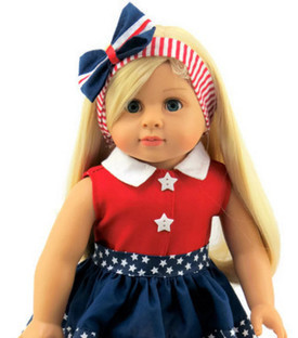 Patriotic 18 inch doll clothing set with headband