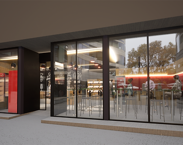 Ampliación interior y remodelación local comercial cafetería, Santiago. 