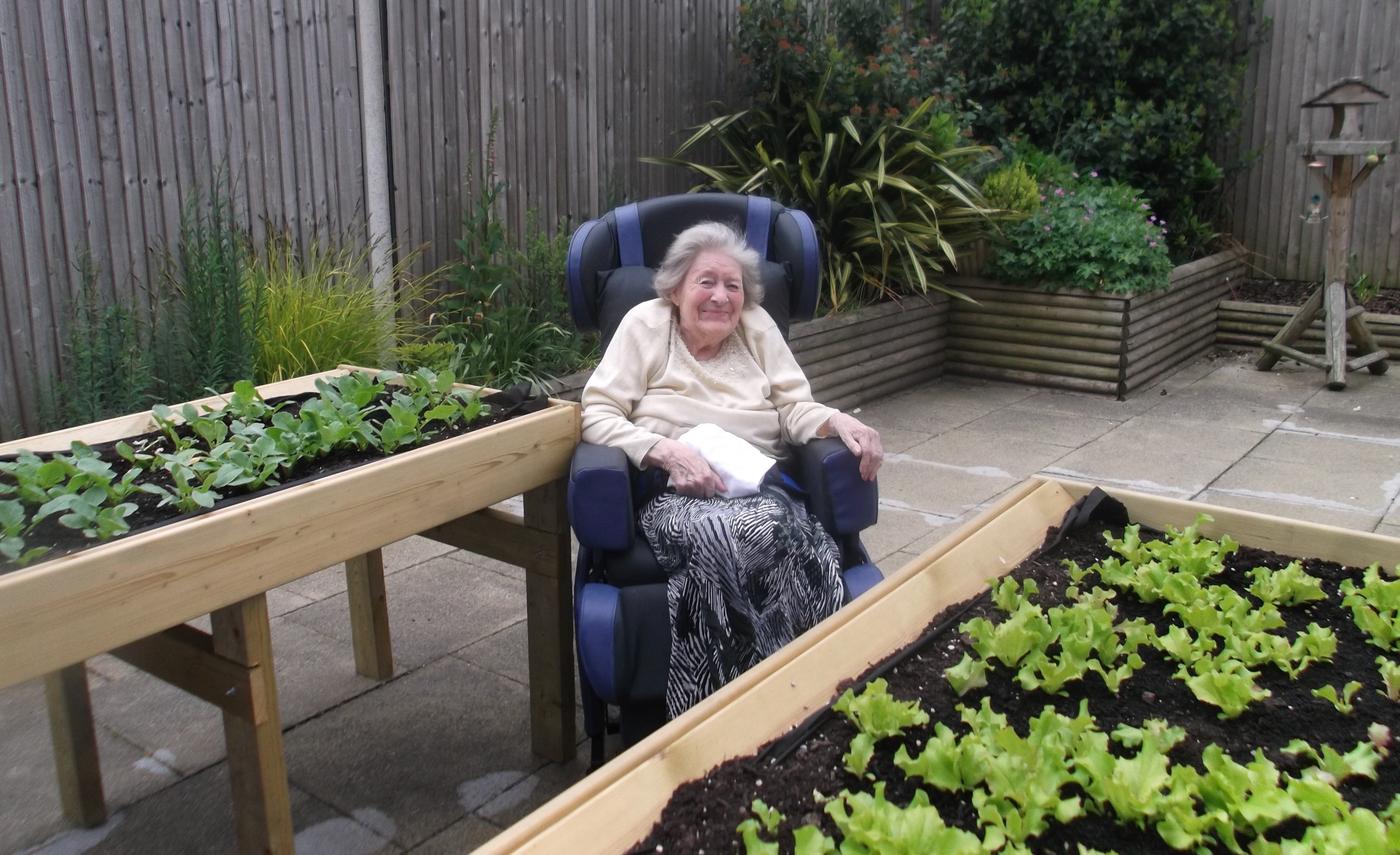 Resident enjoying the garden at Sunnyside Nursing Home