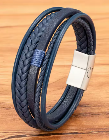 Pulseira Masculina de Couro Trançado