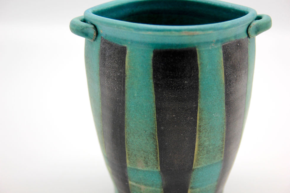Thumbnail: Turquoise Vase with Black Stripes