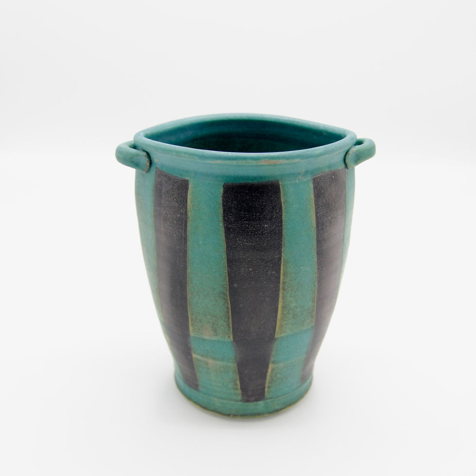 Turquoise Vase with Black Stripes