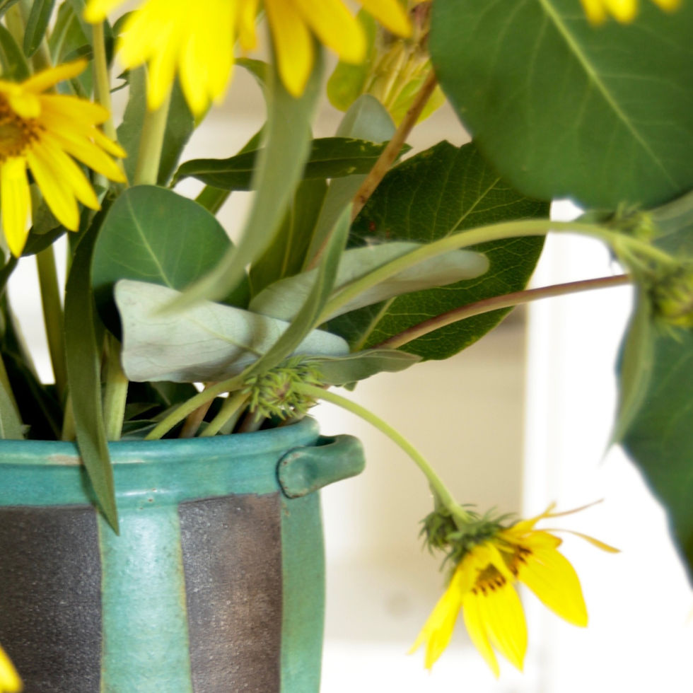 Thumbnail: Turquoise Vase with Black Stripes