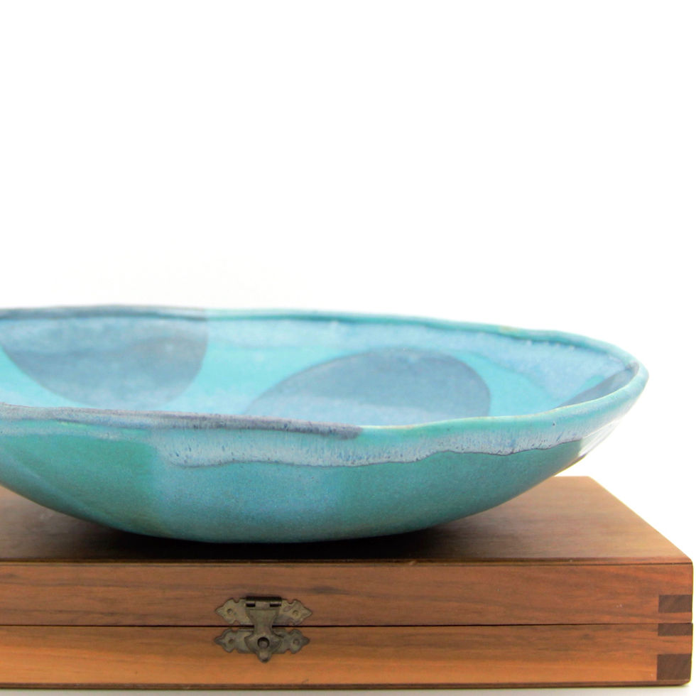 Turquoise Fruit Bowl with Big Dots