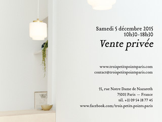 Private sales on saturday december, 5 at 55, rue Notre-dame de Nazareth, Paris, 3e