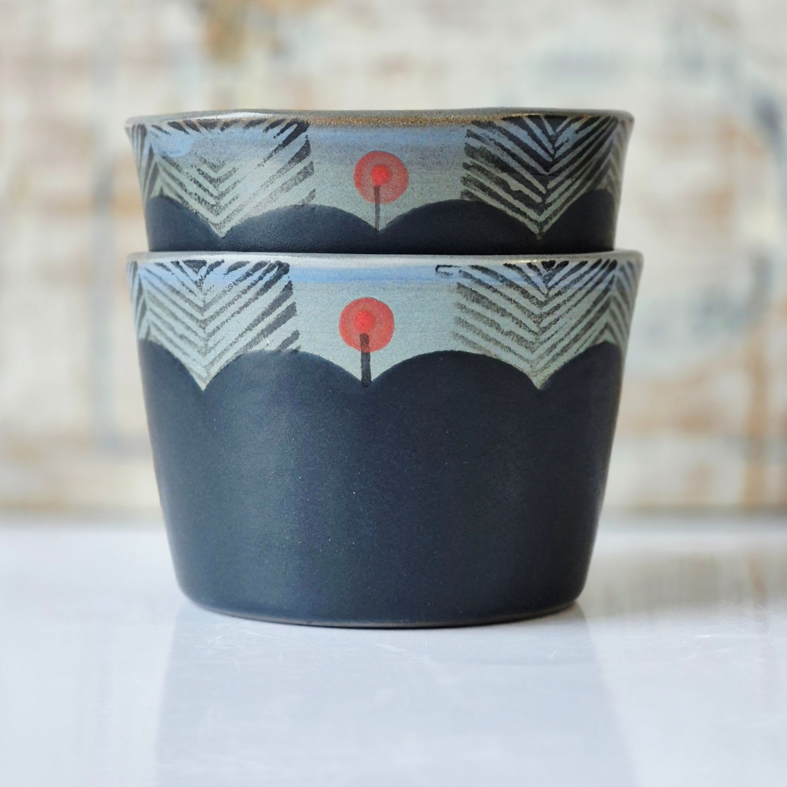 Bub Duet #9 Blue with Matte Black Scallop