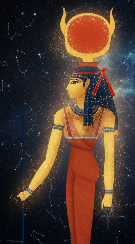 La Dea Hathor- protrettirce del faraone e madre celeste